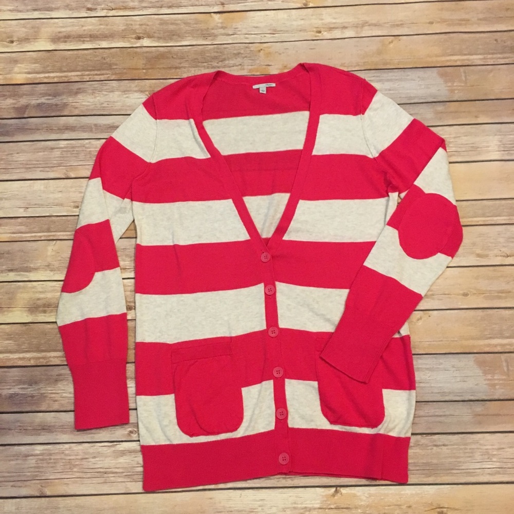 🎈Halogen Pink Striped Boyfriend Cardigan, Large